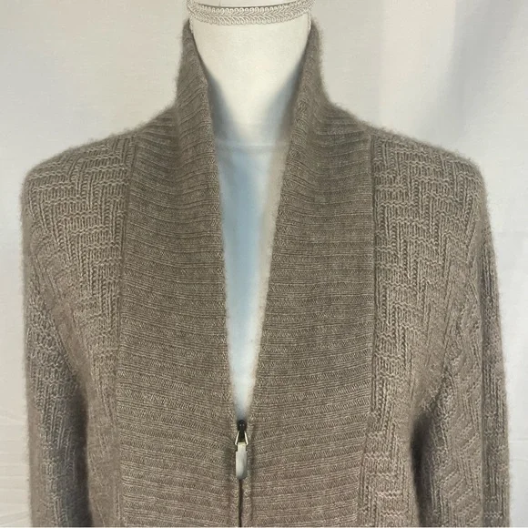 Qiviuk Joel Woman Qiviut/Merino/Silk Zip-Front Cardigan Sweater L - Picture 2 of 10